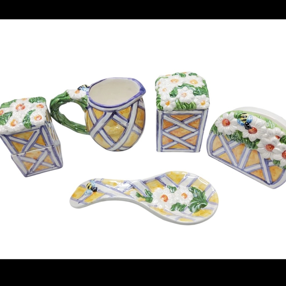 Lattice glazed ceramic Table Top Set - 5-7 pieces